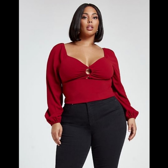 Fashion to Figure Tops - Fashion To Figure Deep Red Crop Top